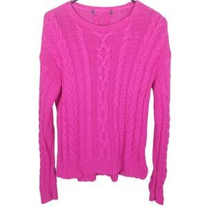 Lauren Ralph Lauren Sweater Cable Knit Pink Preppy Old Money Americana Pullover